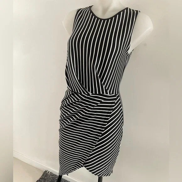 Boohoo Night Stripe Assymetrical Dress - Picture 2 of 6